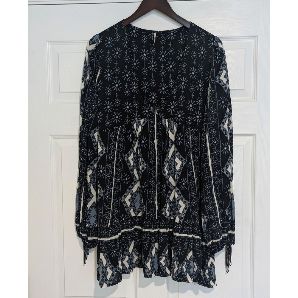 Free People Viole Bay Geometric V-Neck Boho Babydoll Dress V-neck Women's Size M